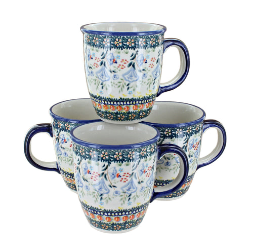 Polish Pottery Periwinkle 4 Piece Mug Set