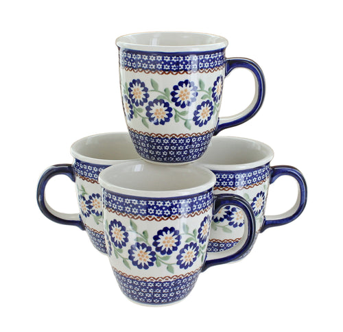 Polish Pottery Peach Blossom 4 Piece Mug Set