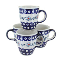 Polish Pottery Blue Violet 4 Piece Mug Set