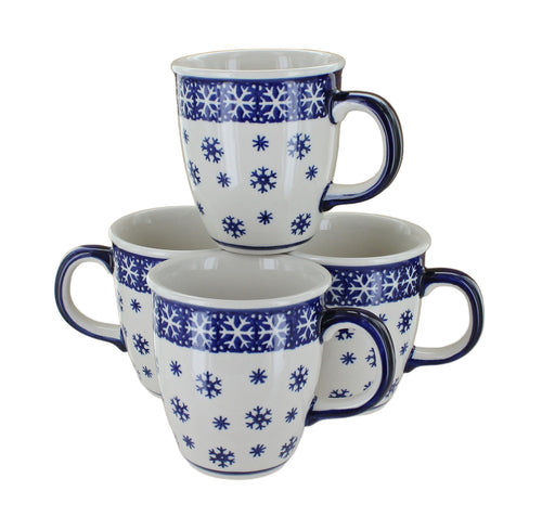 Polish Pottery Snow Flurry 4 Piece Mug Set