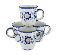 Polish Pottery Sunflower 4 Piece Mug Set