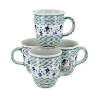 Polish Pottery Sage Floral 4 Piece Mug Set