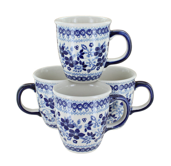 Vintage Blue Daisy 4 Piece Mug Set