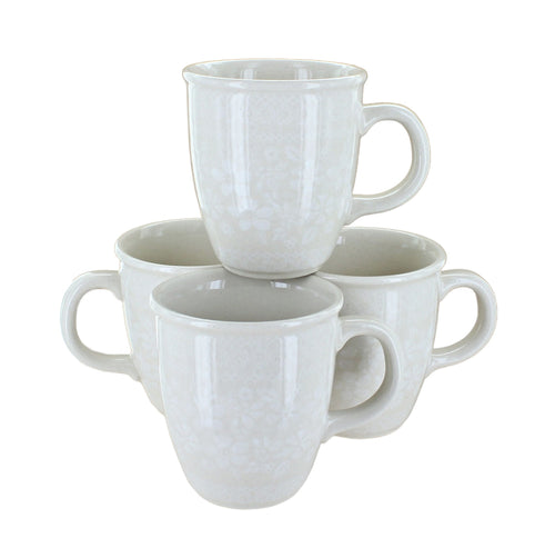 Polish Pottery White Lace 4 Piece Mug Set