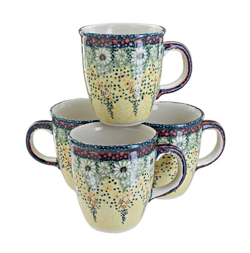Polish Pottery Sunshine Grotto 4 Piece Mug Set