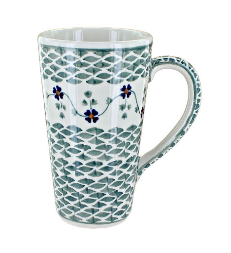 Polish Pottery Sage Floral Large Coffee Mug