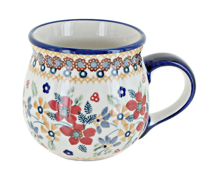 Polish Pottery Red Daisy Bubble Mug