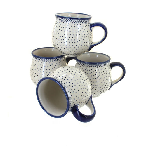 Polish Pottery Small Dots 4 Piece Bubble Mug Set