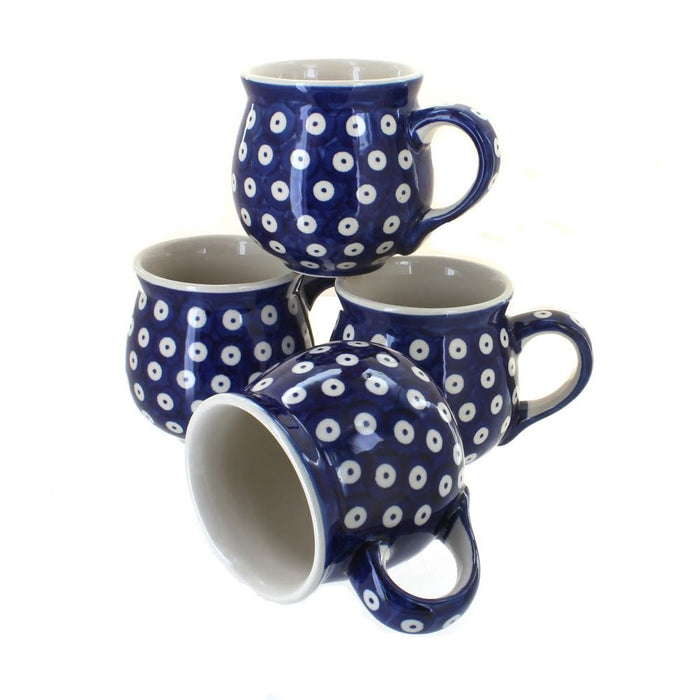 Polish Pottery Dots 4 Piece Bubble Mug Set