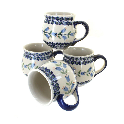 Polish Pottery Tulip 4 Piece Bubble Mug Set