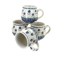 Polish Pottery Blue Daisy 4 Piece Bubble Mug Set