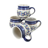 Polish Pottery Peach Blossom 4 Piece Bubble Mug Set