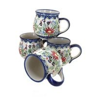Polish Pottery Jungle Bouquet 4 Piece Bubble Mug Set