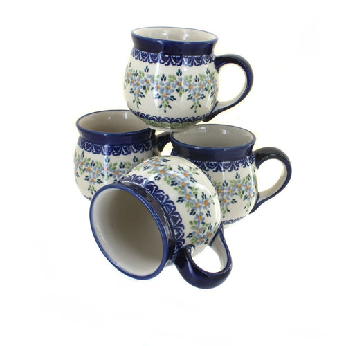 Polish Pottery Summer Vine 4 Piece Bubble Mug Set