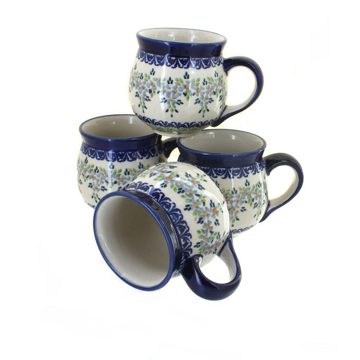 Polish Pottery Summer Vine 4 Piece Bubble Mug Set