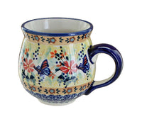 Polish Pottery Blue Butterfly Bubble Mug