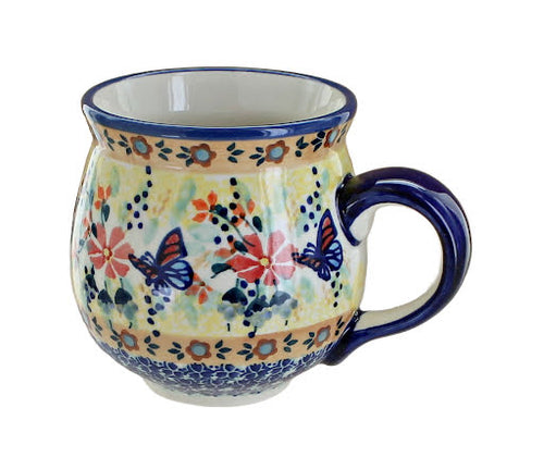 Polish Pottery Blue Butterfly Bubble Mug
