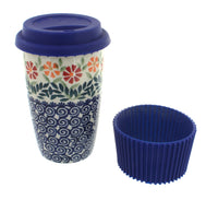 Polish Pottery Garden Bouquet Travel Coffee Mug