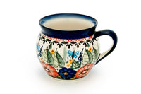 Floral Butterfly Medium Bell Shaped Mug Polish Pottery