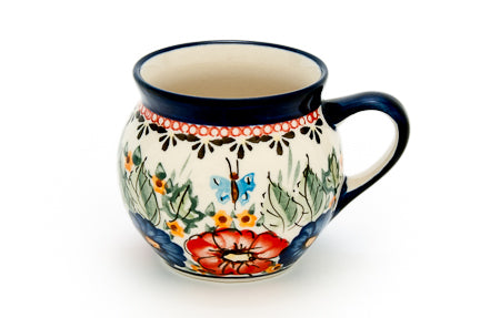 Floral Butterfly Small Bell Shaped Mug Polish Pottery