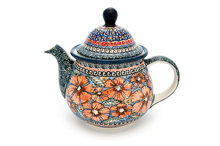 Jungle Flower Large Teapot Polish Pottery