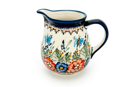 Floral Butterfly Small Pitcher Polish Pottery