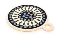 Peacock Round Cutting Board Polish Pottery