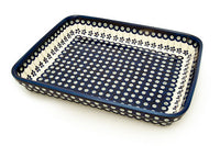 Flowering Peacock Large Rectangular Baker Polish Pottery