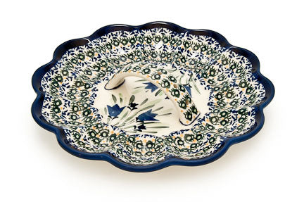 Blue Tulip Egg Plate Polish Pottery