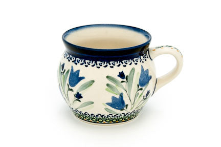 Blue Tulip Bell Shaped Mug Polish Pottery