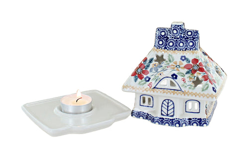 Red Daisy House Luminary Polish Pottery