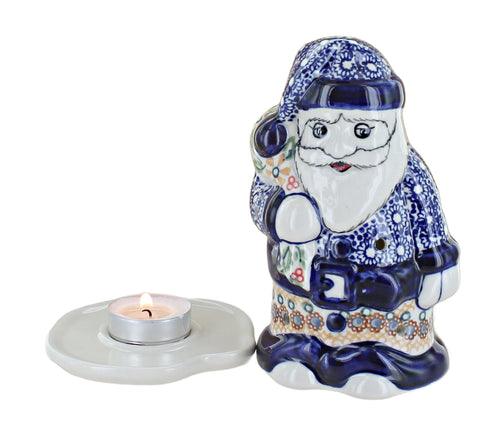 Red Daisy Santa Luminary Polish Pottery