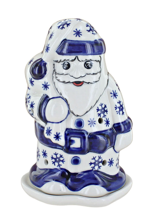 Polish Pottery Snow Flurry Santa Luminary