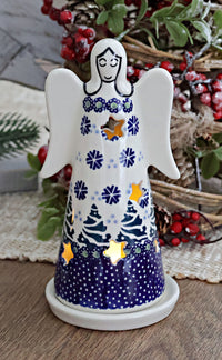 Festive Fir Small Angel Luminary Polish Pottery