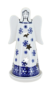 Polish Pottery Snow Flurry Small Angel Luminary