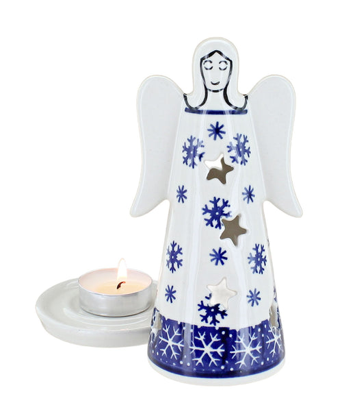 Snow Flurry Small Angel Luminary Polish Pottery