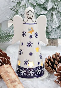 Snow Flurry Small Angel Luminary Polish Pottery