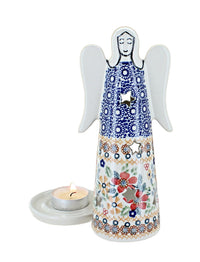 Red Daisy Large Angel Luminary Polish Pottery