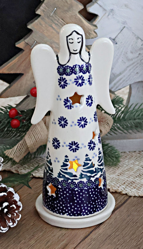 Festive Fir Large Angel Luminary Polish Pottery
