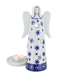 Snow Flurry Large Angel Luminary Polish Pottery