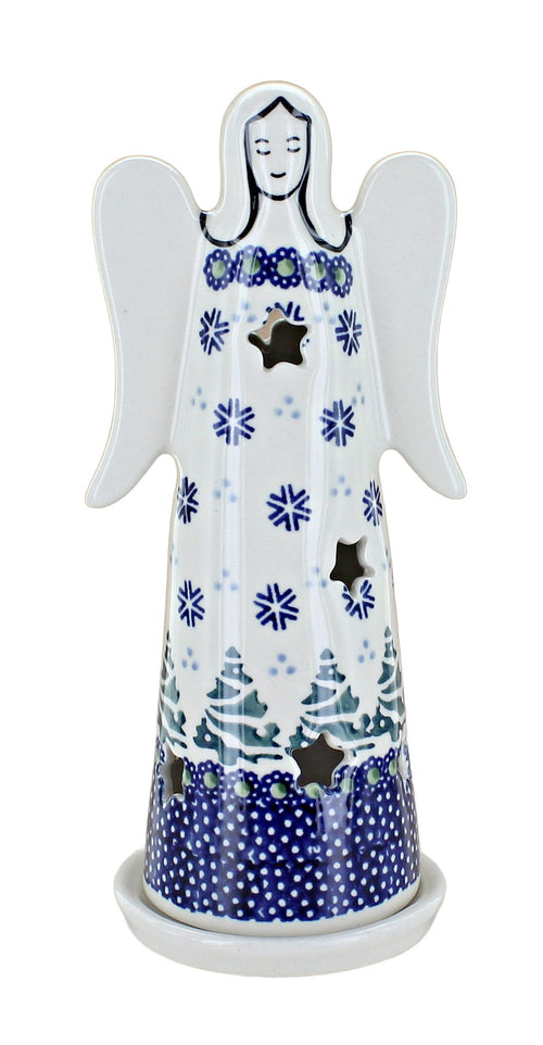 Polish Pottery Festive Fir Large Angel Luminary