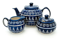 Winter Nights Three Piece Tea Set Polish Pottery