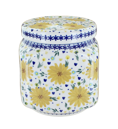 Polish Pottery Yellow Daisy Large Canister