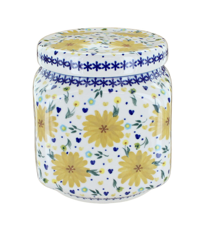 Polish Pottery Yellow Daisy Large Canister