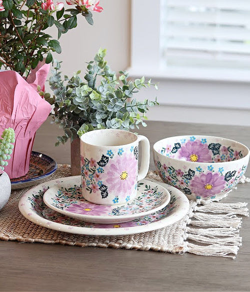 Lilac Garden Cereal/Soup Bowl Polish Pottery