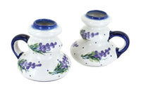 Polish Pottery Lavender Fields Candleholder Pair