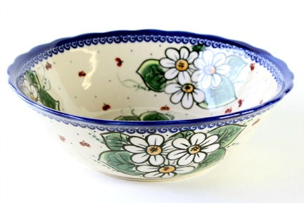 Ladybug Large Serving Bowl Polish Pottery