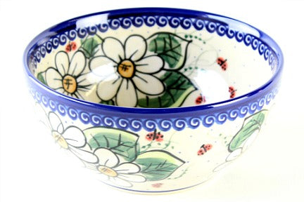 Ladybug Cereal/Soup Bowl Polish Pottery