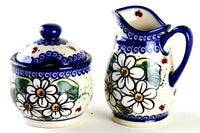 Ladybug Cream & Sugar Set Polish Pottery
