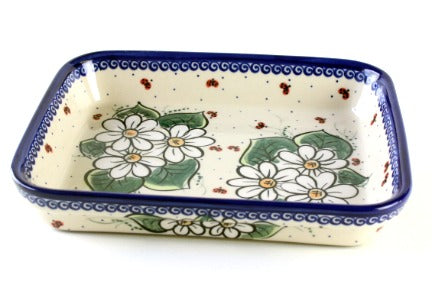 Ladybug Small Rectangular Baker Polish Pottery